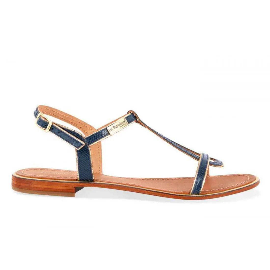 Sandale femme HAMORE Bleu marine en cuir