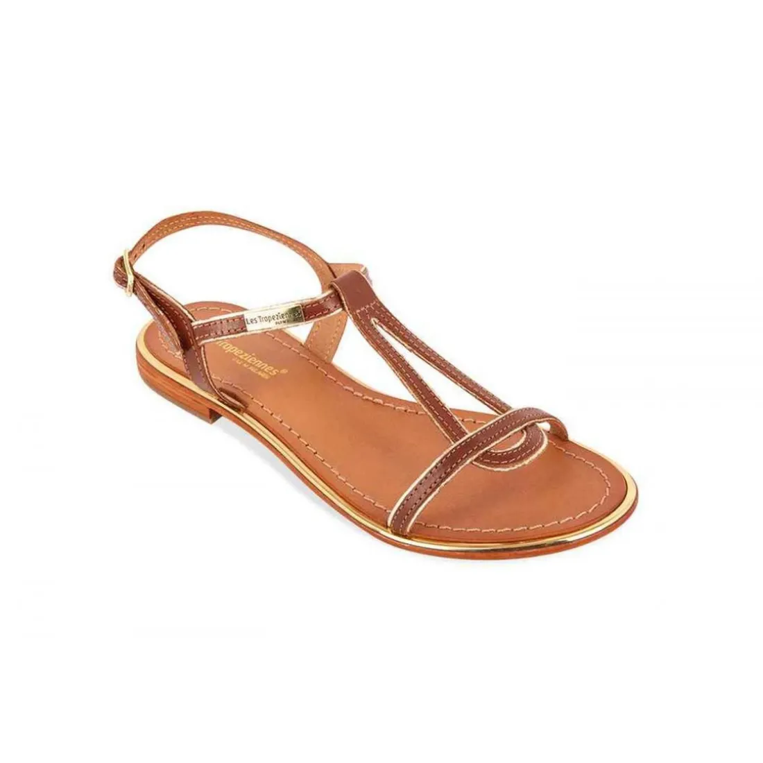 Sandale femme HAMORE Marron en cuir