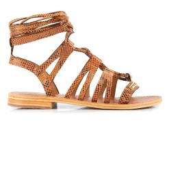 Sandale Femme Hercule Serpent Camel - Les Tropéziennes en cuir