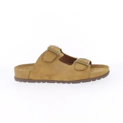 Sandales Femme En Cuir - Jaune marron
