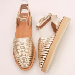 Sandales femme LOMA champagne en cuir