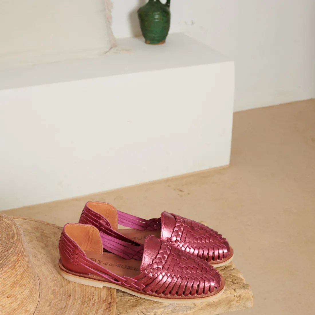 SANDALES FEMMES EN CUIR ALEGRE ROSE FLASHY