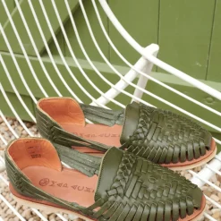SANDALES FEMMES EN CUIR ALEGRE OLIVE vert