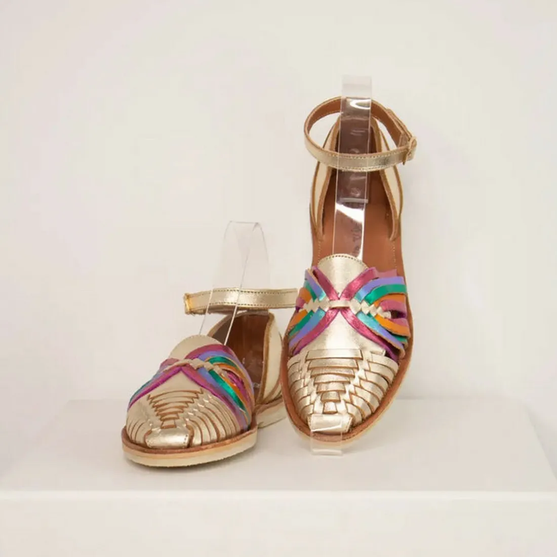 Sandales tressées NAYELI iris doré en cuir