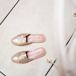 Sandales tressées SONORA champagne en cuir