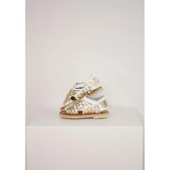 Sandalita en cuir champagne blanc