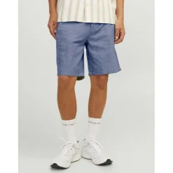 Short coupe classique homme bleu denim en coton Caleb