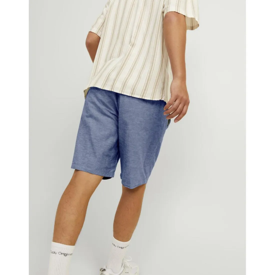 Short coupe classique homme bleu denim en coton Caleb