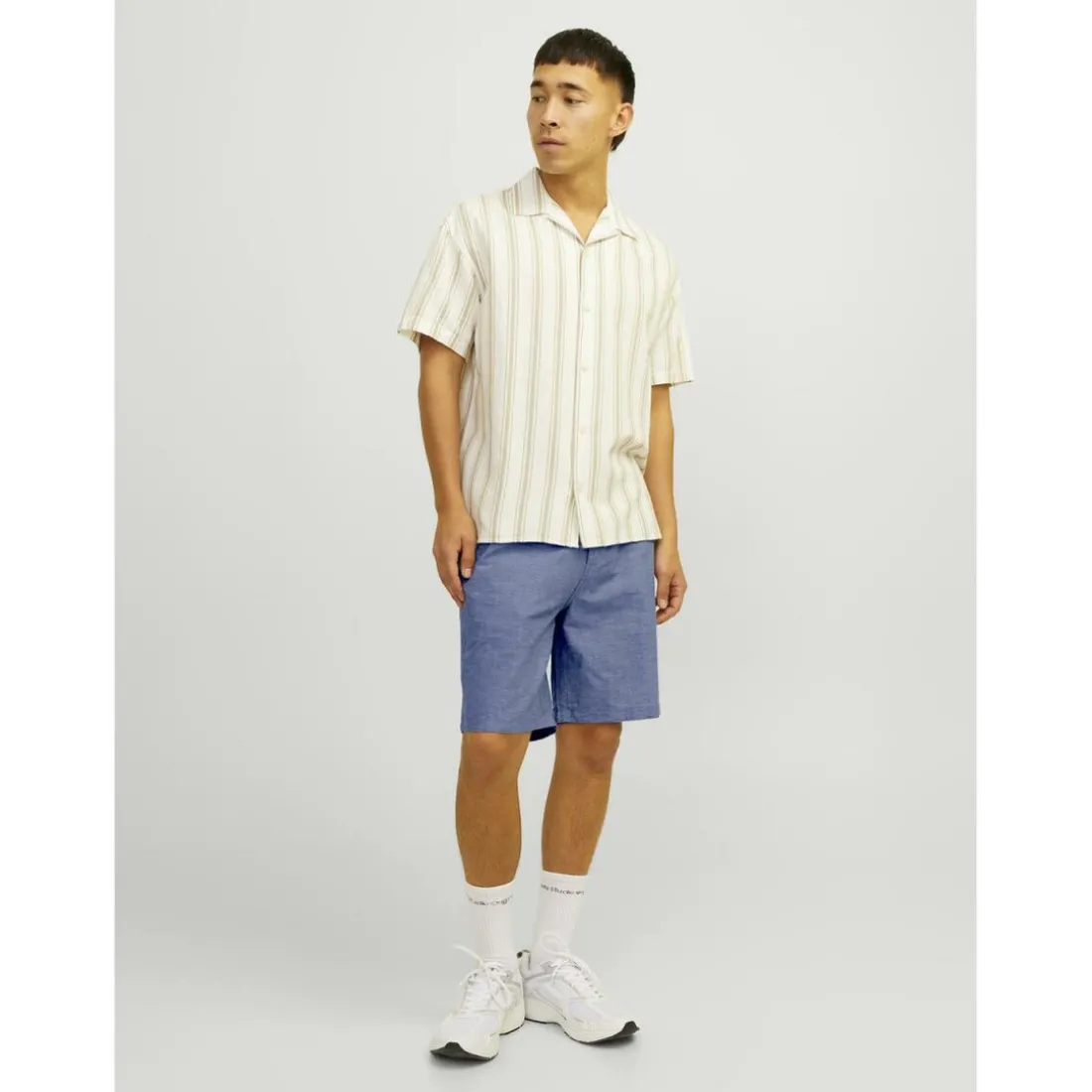 Short coupe classique homme bleu denim en coton Caleb