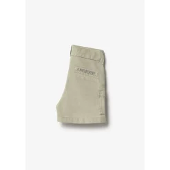 Short fille taille haute Kally kaki clair blanc en coton