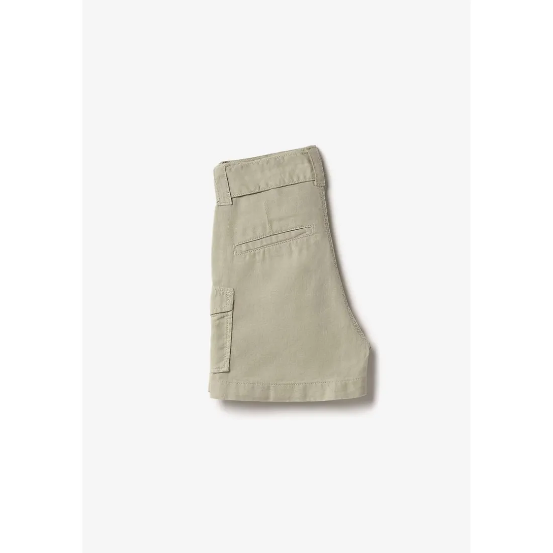 Short fille taille haute Kally kaki clair blanc en coton