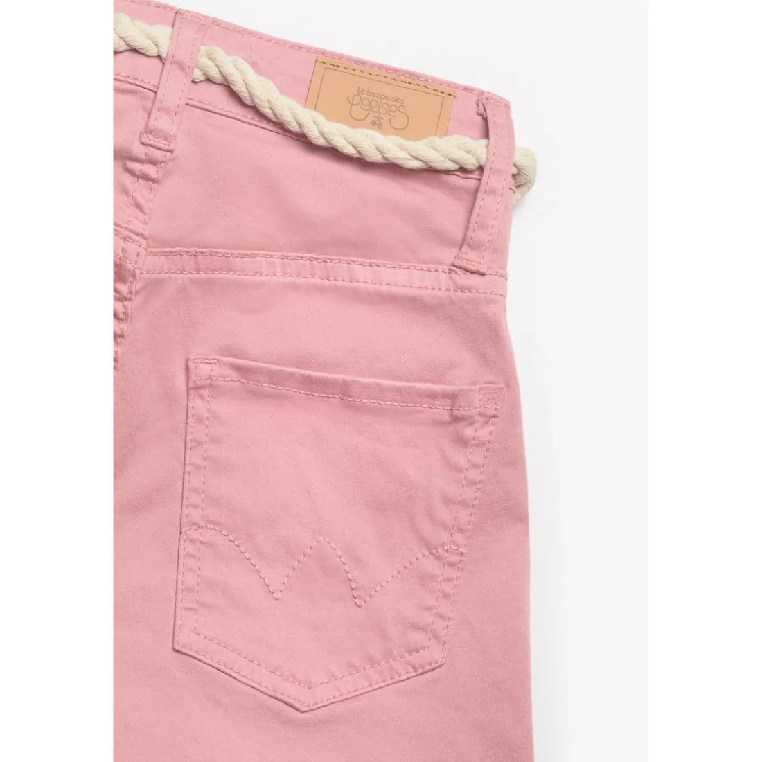 Short fille Tiko taille haute rose poudré en coton