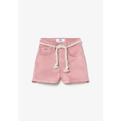 Short fille Tiko taille haute rose poudré en coton
