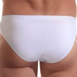 Slip blanc ceinture élastiquée en coton