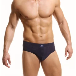Slip bleu Ceinture élastiquée en coton