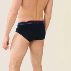 Slip Brodé bleu en coton