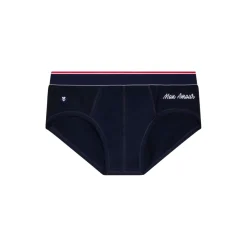 Slip Brodé bleu en coton