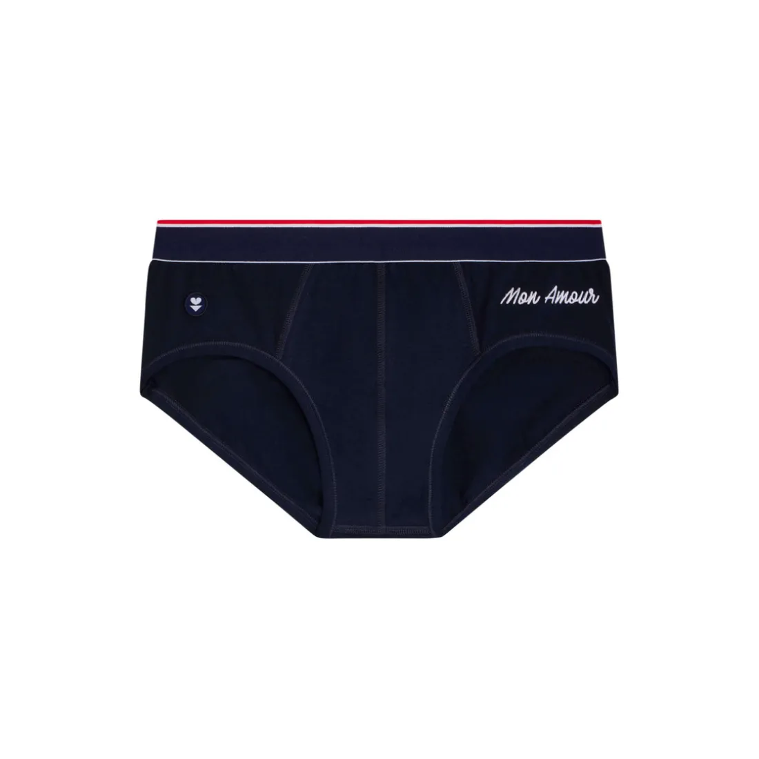 Slip Brodé bleu en coton
