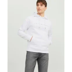 Sweat à capuche Relaxed Fit Manches courtes Blanc en coton