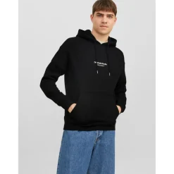 Sweat à capuche Relaxed Fit Manches longues Noir en coton Ellis