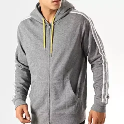 Sweat à capuche zippé - Gris en coton