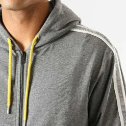 Sweat à capuche zippé - Gris en coton