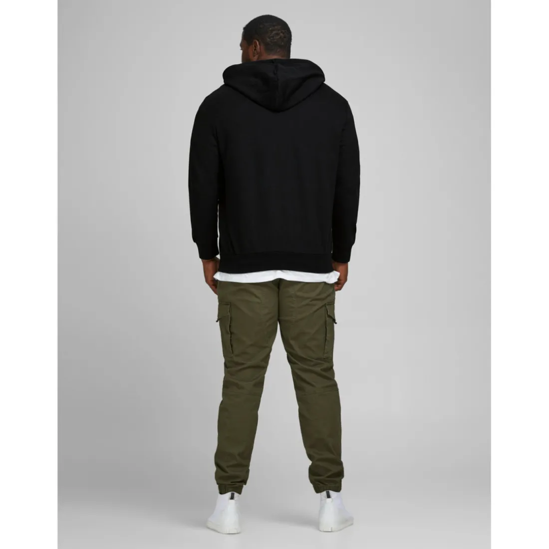 Sweat à capuche zippé Regular Fit Manches longues Noir en coton Troy