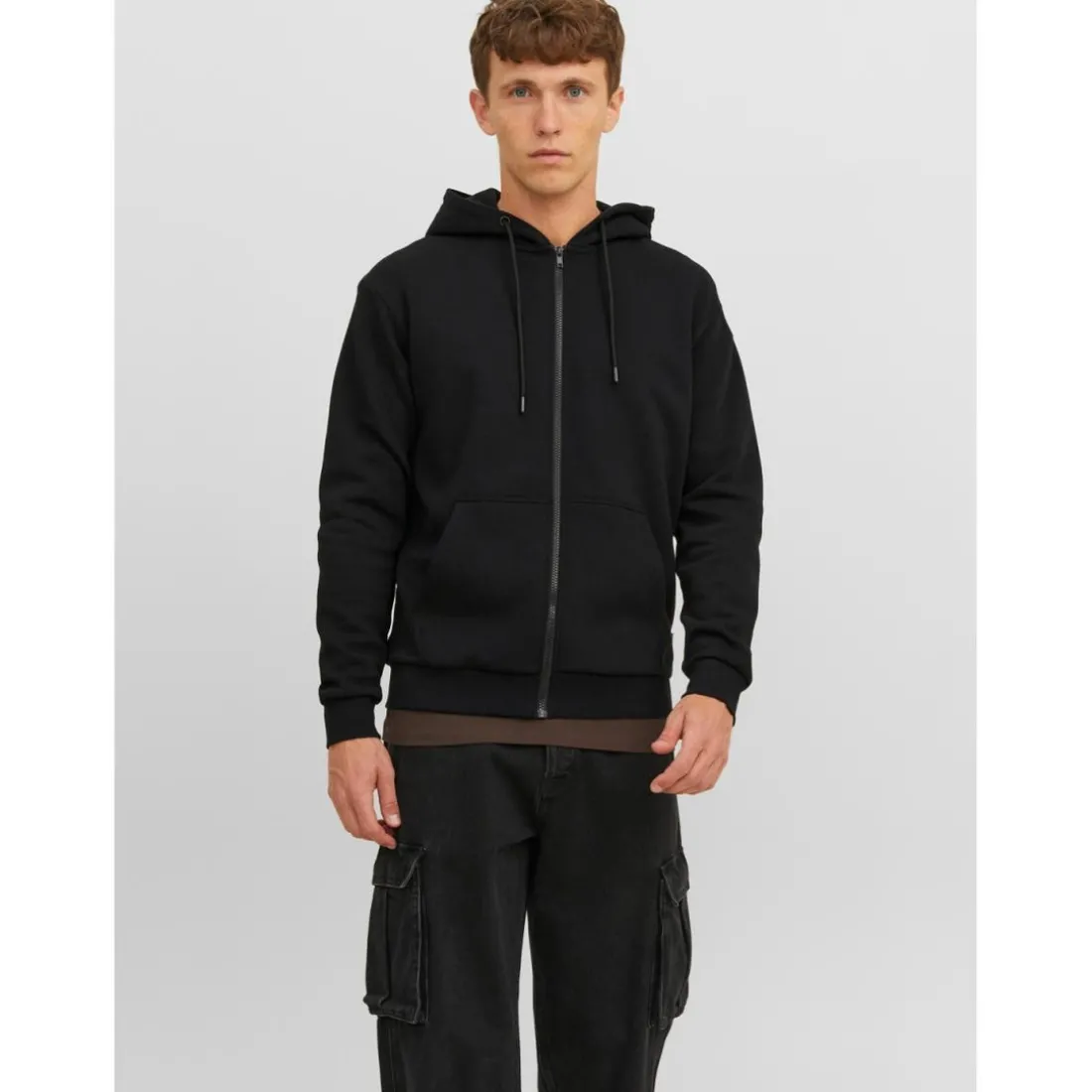 Sweat à capuche zippé Relaxed Fit Manches longues Noir Sean