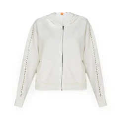 Sweat à capuche zippé VITRA blanc en coton