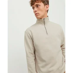 Sweat à col roulé Relaxed Fit Col haut Manches longues Gris Clair