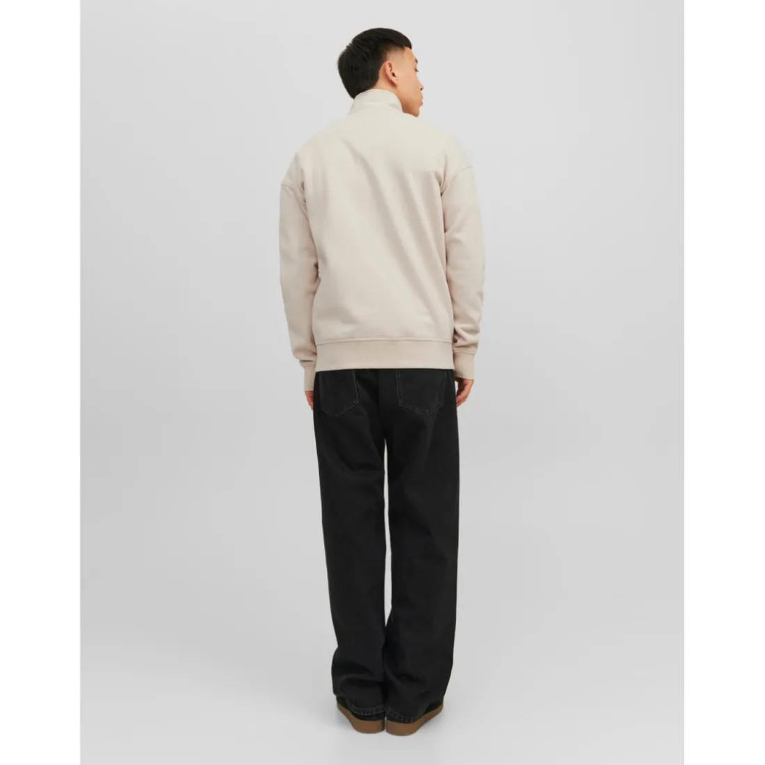 Sweat à col roulé Relaxed Fit Col haut Manches longues Gris Clair en coton