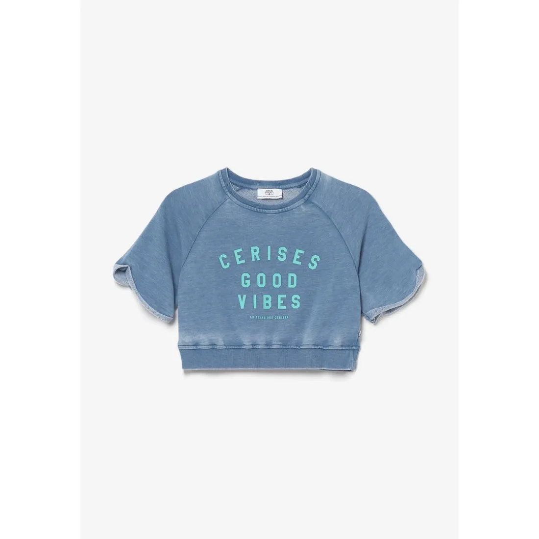 Sweat fille, court Daminagi bleu en coton