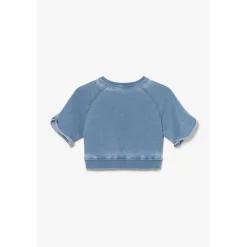 Sweat fille, court Daminagi bleu en coton