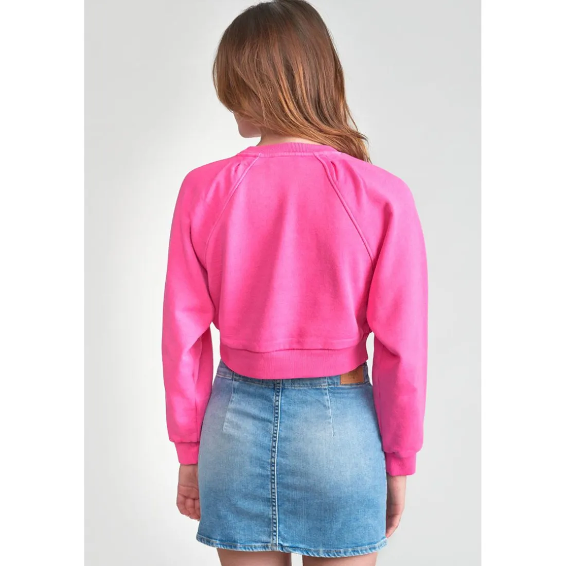 Sweat fille, court TYRAGI rose en coton