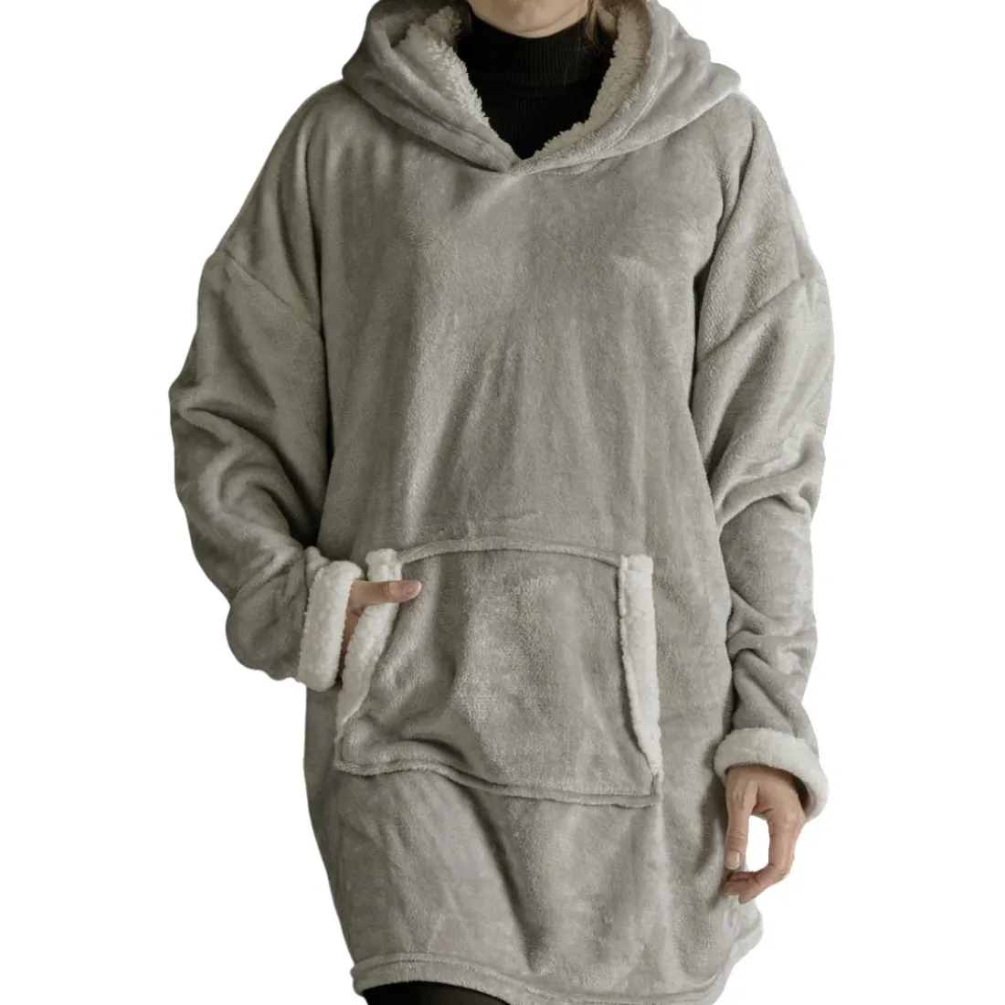 Sweat Plaid Polaire en Polyester 70 x 87 BIEN AU CHAUD Beige