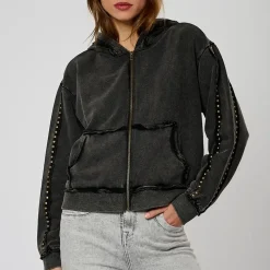 Sweat zippé VITRA noir en coton