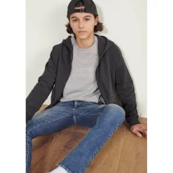 Sweat-Shirt capuche garçon BATIBO gris Ian en coton