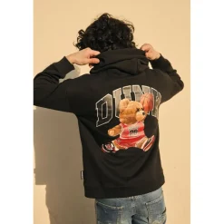 Sweat-Shirt capuche garçon LOROBO noir Zack en coton