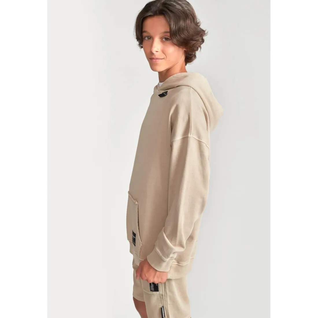 Sweat-Shirt capuche garçon ANIBO beige en coton