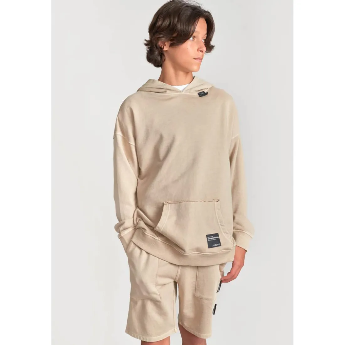 Sweat-Shirt capuche garçon ANIBO beige en coton