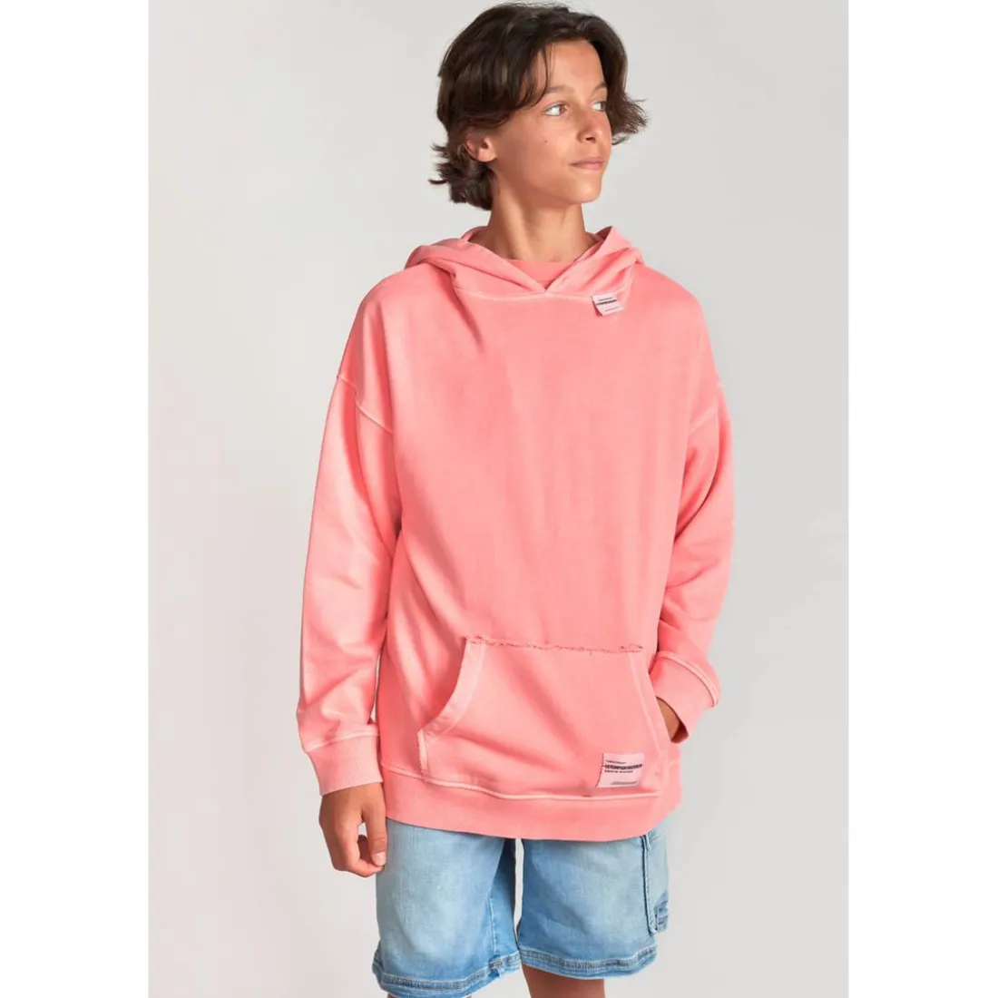 Sweat-Shirt capuche garçon ANIBO saumon