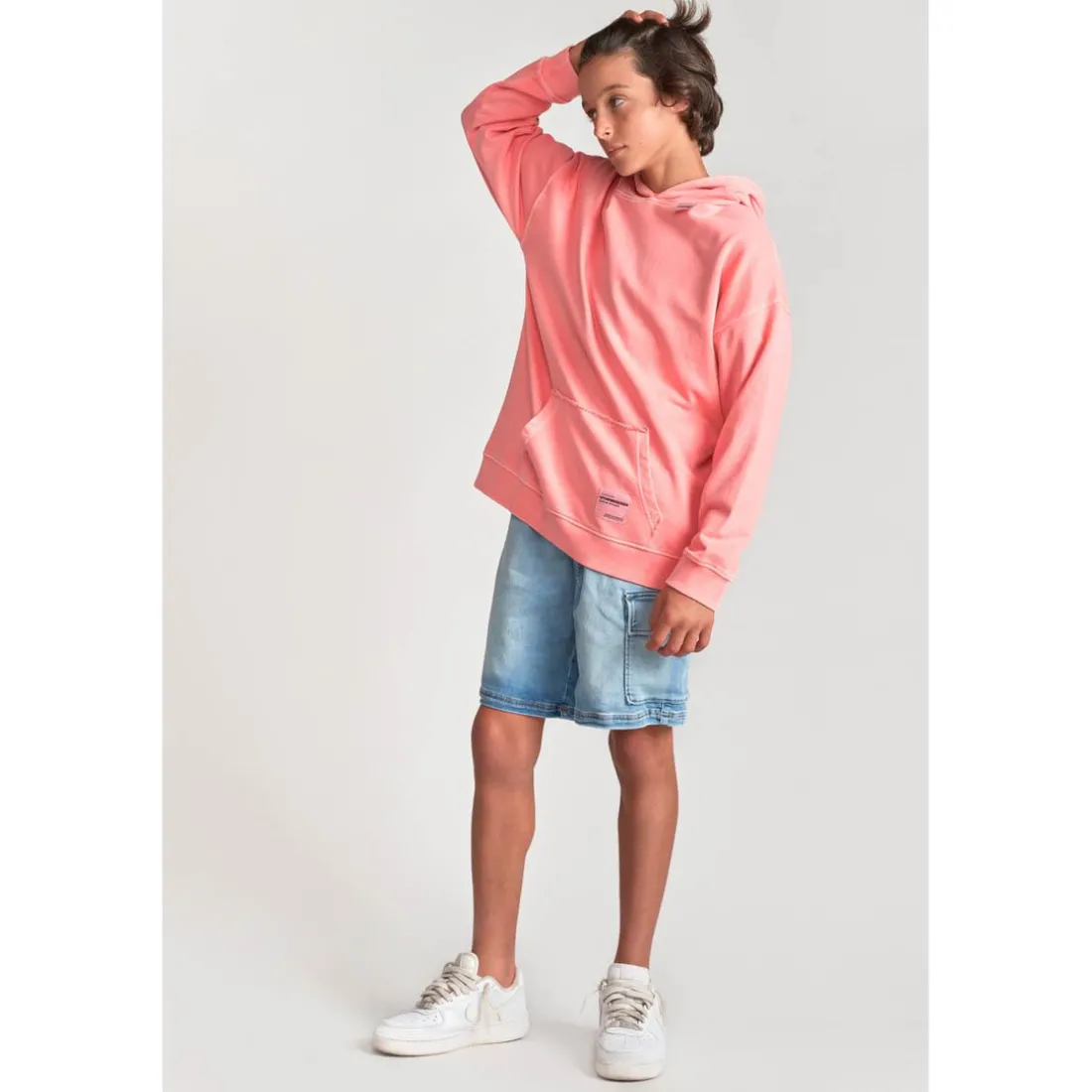 Sweat-Shirt capuche garçon ANIBO saumon