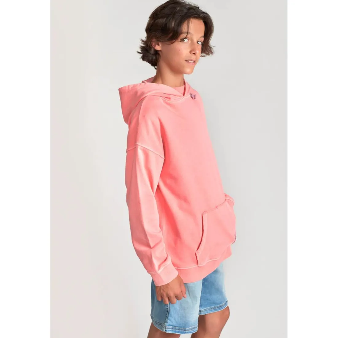Sweat-Shirt capuche garçon ANIBO saumon