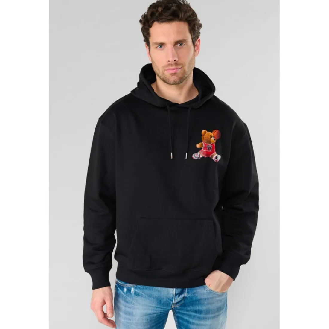 Sweat-Shirt capuche LORO noir en coton Ole