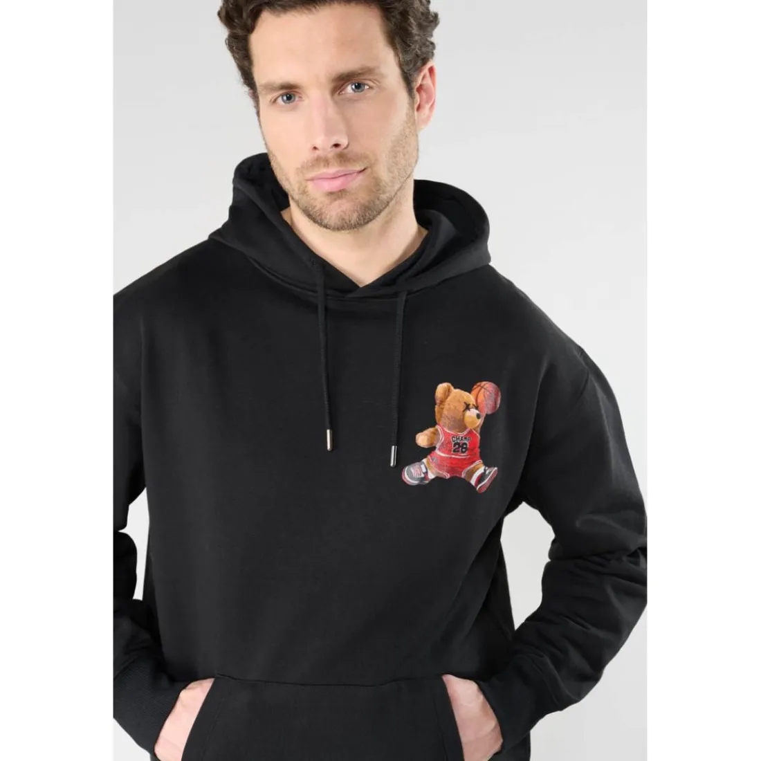 Sweat-Shirt capuche LORO noir en coton Ole