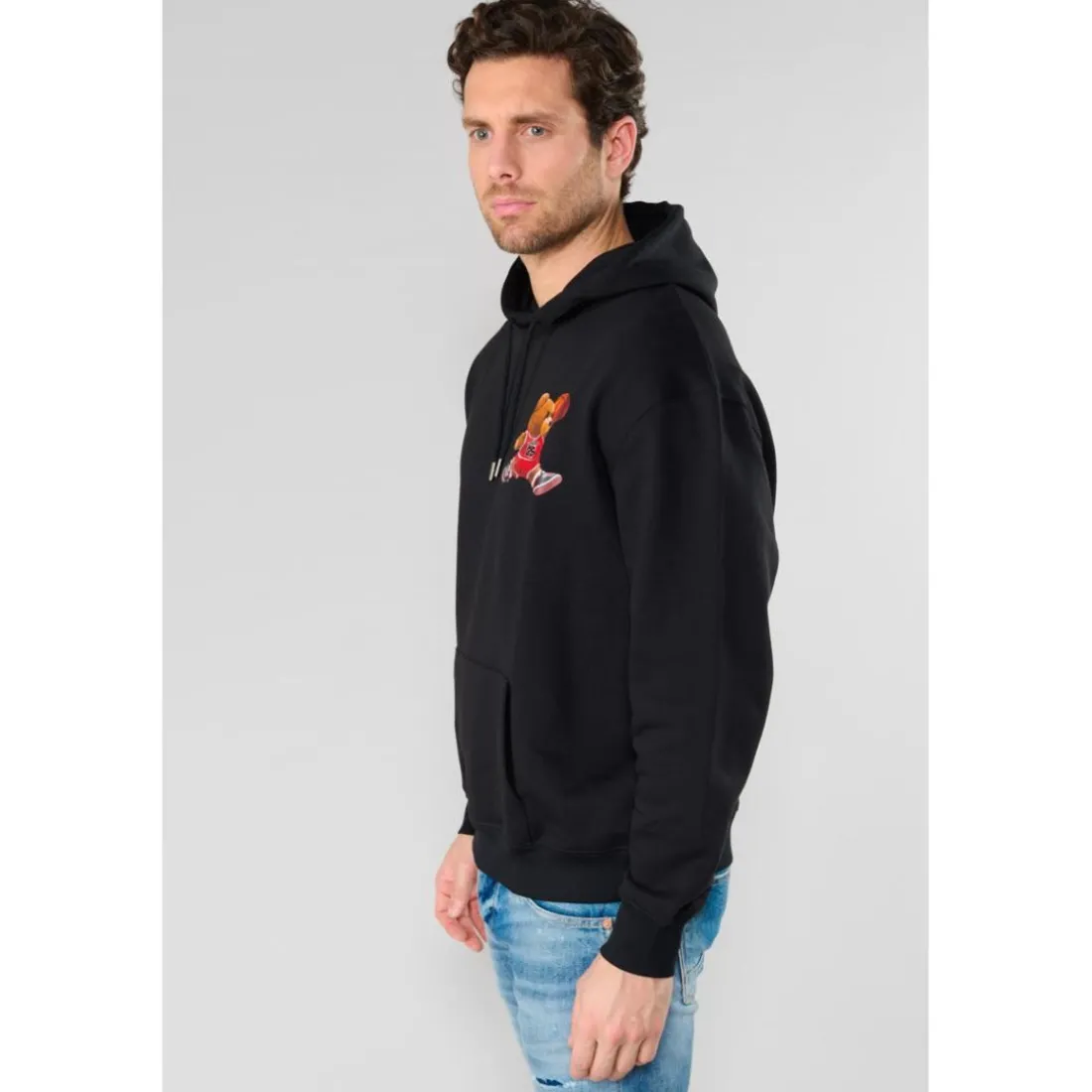 Sweat-Shirt capuche LORO noir en coton Ole