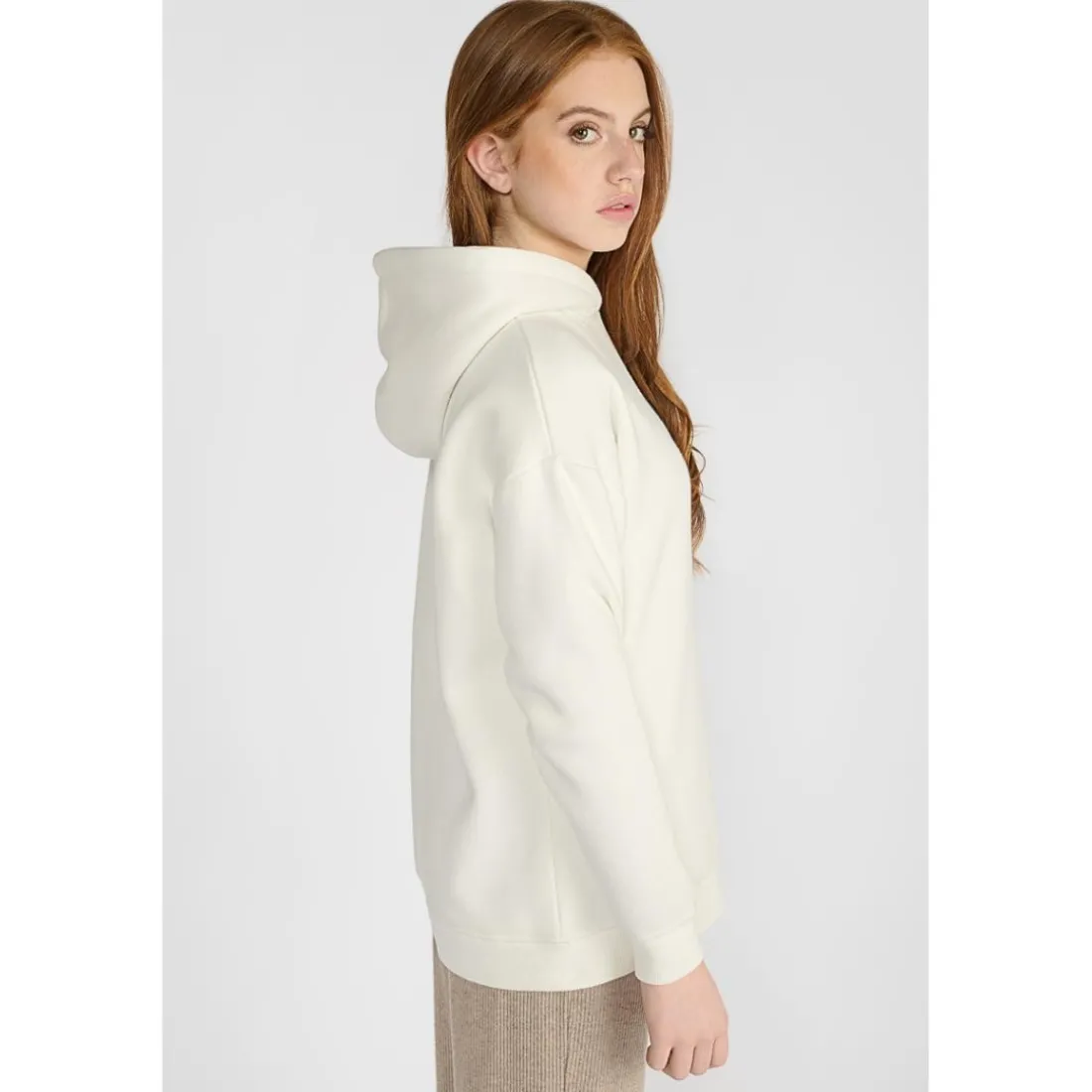 Sweat-Shirt fille capuche SAMIGI blanc Kaye en coton