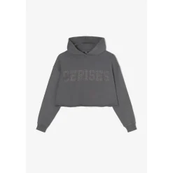 Sweat-Shirt fille capuche JAINEGI anthracite en coton