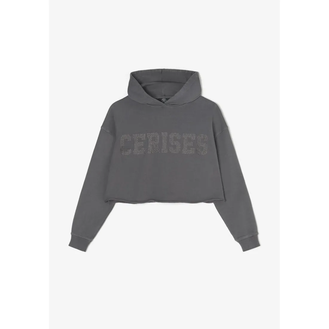 Sweat-Shirt fille capuche JAINEGI anthracite en coton
