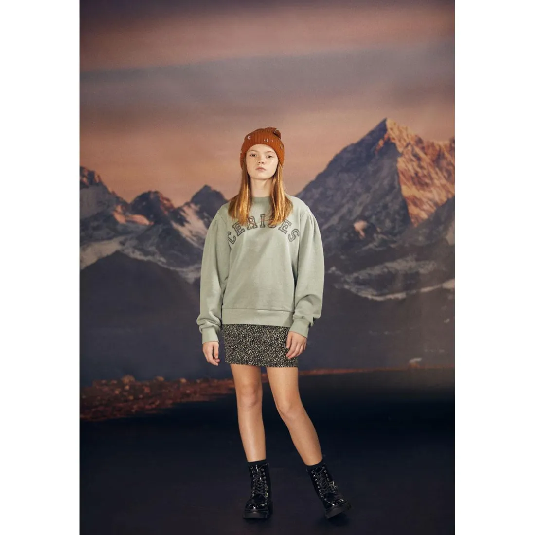 Sweat-Shirt fille MOAGI vert en coton